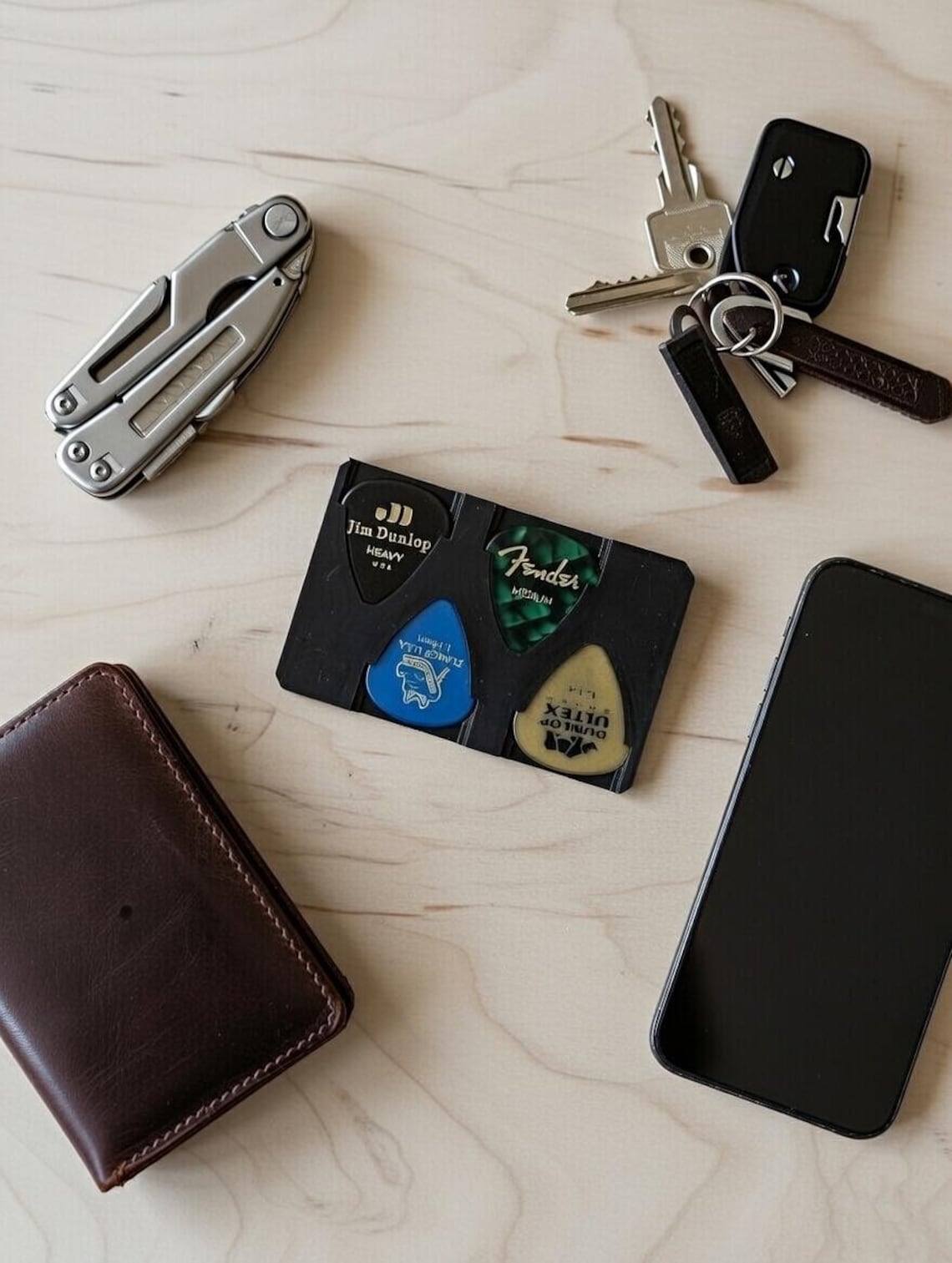 Guitar picks on a table